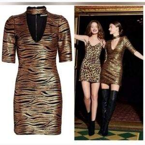 Alice + Olivia Inka Sequin Metallic Mini Dress  size 14